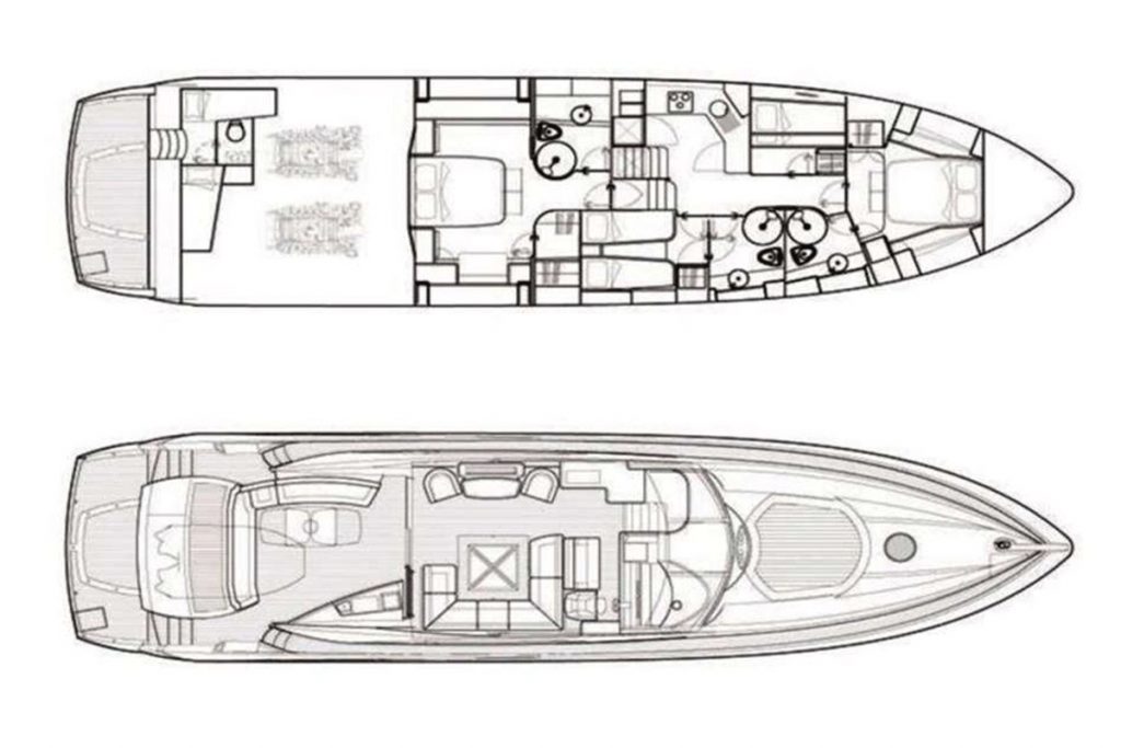 Sunseeker-Predator-72-layout Sunseeker Predator 72 2006 for sale FYS Mallorca