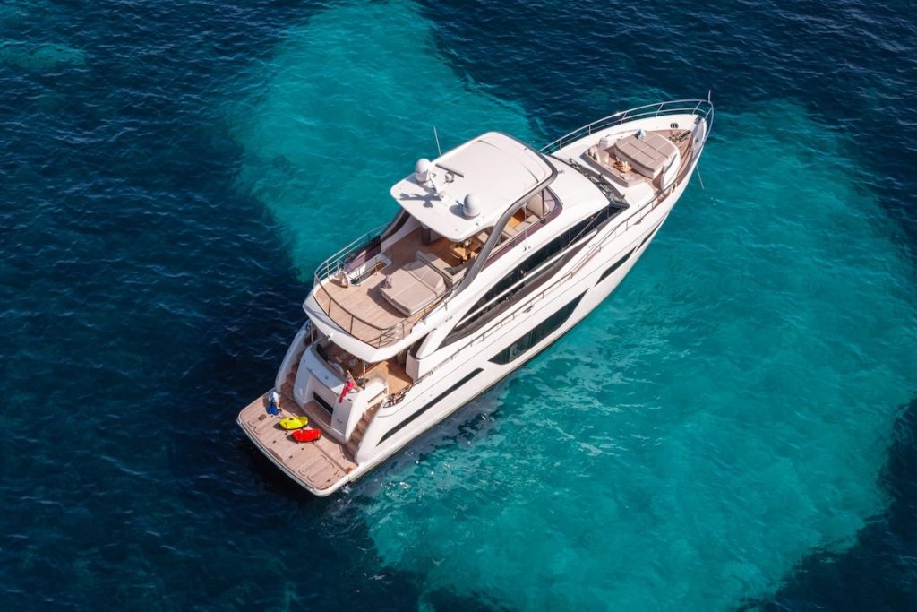 Princess Y78 MIO BARCO II for charter Princess Y78 MIO BARCO II for charter Mallorca Ibiza Balearics FYS Mallorca 4 cabins grill waterski wakeboard