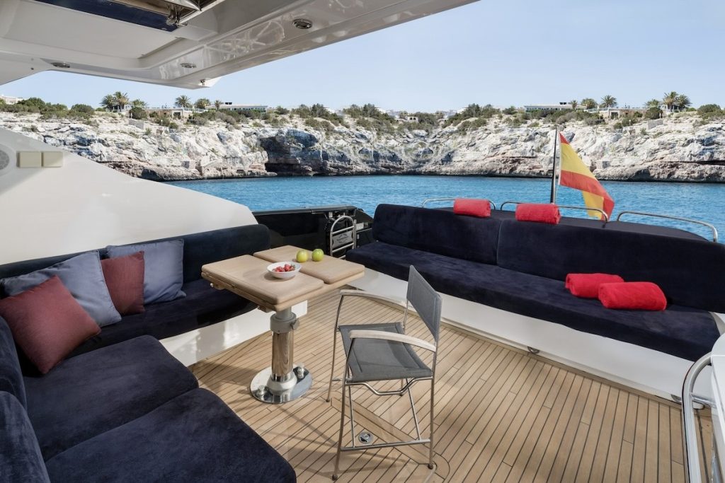 sunseeker predator 74 BLACK JAX for charter motor yacht, Ibiza, 12 guests, fys Mallorca, wakeboard, AC